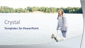  Presentation with pets - PPT theme with seven-year-old-girl background and a sky blue colored foreground