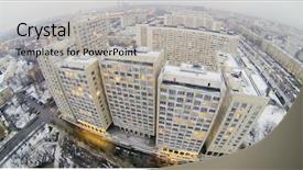  Presentation with winter and new beginnings - Presentation design consisting of seventh heaven - residential district ostankino at winter background and a  colored foreground