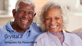  Presentation with movie theater loving couple - PPT theme having seventies - portrait of loving senior couple background and a light blue colored foreground