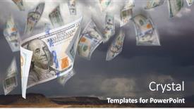  Presentation with bills - PPT theme enhanced with several-100-dollar-bills-falling background and a dark gray colored foreground