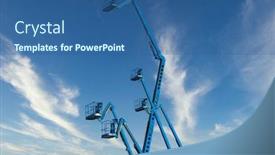  Presentation with crane - Amazing slide deck having several-blue-hydraulic-crane-cherry backdrop and a ocean colored foreground