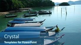 Presentation with boat - Amazing slide deck having several-boat-on-langkawi-sea backdrop and a ocean colored foreground