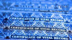  Presentation with certificate - PPT theme with several-certificate-of-vital-records background and a light blue colored foreground