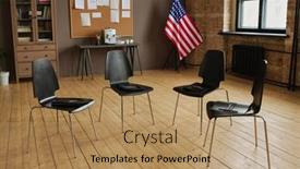  Presentation with group support - Presentation with several-chairs-making-circle-prepared background and a  colored foreground