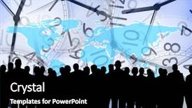  Presentation with business people silhouette - Theme with several clocks background and business people silhouette background and a black colored foreground