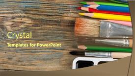  Presentation with colored pencils - Presentation enhanced with several-colored-pencils-and-brushes background and a tawny brown colored foreground