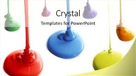  Presentation with dripping paint - Theme featuring several colors of paint pouring background and a cream colored foreground