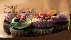  Presentation with blueberries - Slide deck having several-cupcakes-with-fresh-berries background and a coral colored foreground