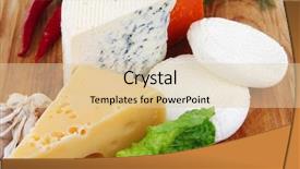  Presentation with types of soil - Slide deck with several delicatessen types of cheese background and a  colored foreground