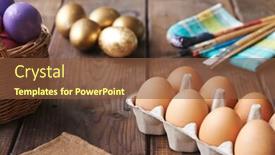  Presentation with container - Slide deck consisting of several-eggs-in-container background and a tawny brown colored foreground