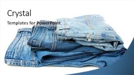 Presentation with jeans - Slide set having several fashion blue jeans isolated background and a white colored foreground