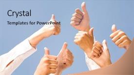  Presentation with black babies hands and feet in black human hands - Theme enhanced with several human hands showing thumbs background and a light blue colored foreground