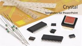  Presentation with diagram - PPT layouts with several integrated microelectronics components background and a yellow colored foreground