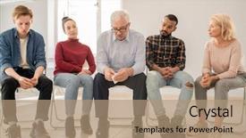  Presentation with intercultural - Audience pleasing PPT theme consisting of several intercultural groupmates in casualwear backdrop and a coral colored foreground