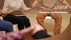  Presentation with patients - PPT theme with several-intercultural-patients-of-psychological background and a coral colored foreground