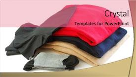  Presentation with clothing wooden clothes hanger object - Slide deck enhanced with several items of new clothes background and a  colored foreground