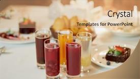 Presentation with beverages - PPT layouts consisting of several kinds of fruit beverages background and a coral colored foreground