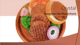  Presentation with hamburger - Presentation design having several-large-hamburger-with-loaf background and a coral colored foreground