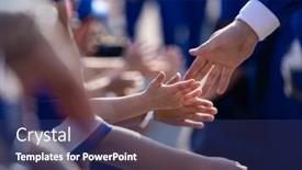  Presentation with sports children - PPT theme enhanced with several-little-children-giving-high background and a ocean colored foreground