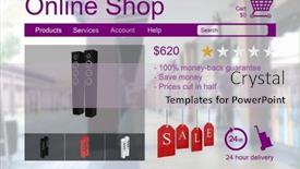  Presentation with web - Presentation design with several-loudspeakers-for-sale-displayed background and a  colored foreground