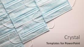  Presentation with face masks - PPT theme consisting of several-medical-face-masks-pattern background and a soft green colored foreground