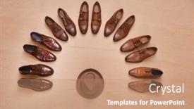  Presentation with men shoes - Slide set consisting of several-new-pair-of-leather background and a coral colored foreground