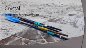  Presentation with sand - Cool new PPT theme with several oars on the sand backdrop and a  colored foreground