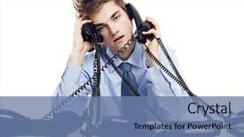  Presentation with office ergonomics man worker exercising - Amazing slide deck having several phones at the same backdrop and a teal colored foreground