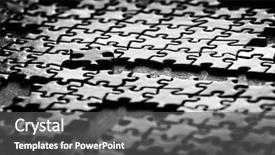  Presentation with together puzzle pieces - Audience pleasing presentation theme consisting of several puzzle pieces put together backdrop and a dark gray colored foreground