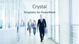  Presentation with bullseye center goal success business - Presentation theme featuring several silhouettes of businesspeople interacting background and a sky blue colored foreground