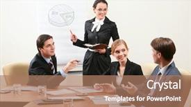  Presentation with smart - Cool new presentation theme with several smart business people discussing backdrop and a coral colored foreground