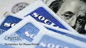  Presentation with social security - Presentation design having several-social-security-cards background and a light blue colored foreground