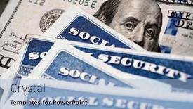  Presentation with social security - Presentation design enhanced with several-social-security-cards background and a light blue colored foreground