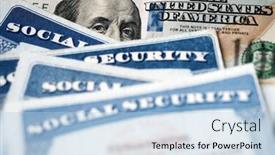  Presentation with social security - PPT theme enhanced with several-social-security-cards background and a light blue colored foreground