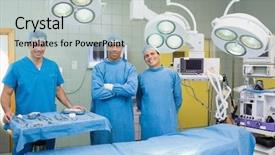  Presentation with healthcare workers - Theme having several surgeons at an operation background and a light gray colored foreground