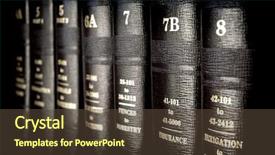  Presentation with volumes - Slide deck with several volumes of law books background and a tawny brown colored foreground