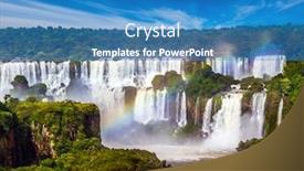  Presentation with powerful - Presentation design consisting of several-waterfalls-from-iguazu-falls background and a teal colored foreground