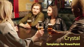  Presentation with saint patrick day - Presentation theme featuring several-young-intercultural-friends-sitting background and a tawny brown colored foreground