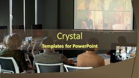  Presentation with speakers - PPT layouts consisting of several-young-speakers-answering-questions background and a tawny brown colored foreground