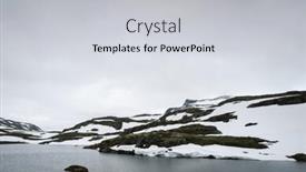  Presentation with route - Slide deck having severe northern landscape flyvotni lake norway near snowy road bjorgavegen aurlandsfjellet scenic route background and a light gray colored foreground