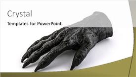  Presentation with background - PPT layouts enhanced with severed-monster-hand-on-white background and a white colored foreground