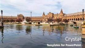  Presentation with espana - Audience pleasing theme consisting of seville-andalusia-spain-august-12 backdrop and a gray colored foreground