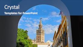  Presentation with tower - PPT layouts with arch door of sevilla andalusia background and a teal colored foreground