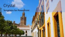  Presentation with tower - Slide deck featuring alcazar of sevilla andalusia background and a teal colored foreground