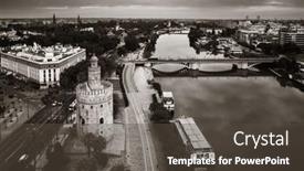  Presentation with cityscape - Amazing presentation design having seville-cityscape-and-torre-del backdrop and a dark gray colored foreground