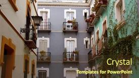  Presentation with spain - Presentation enhanced with seville-macarena-barrio-facades background and a tawny brown colored foreground