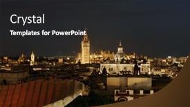  Presentation with night sky plane view - Theme with seville-night-rooftop-view background and a dark gray colored foreground