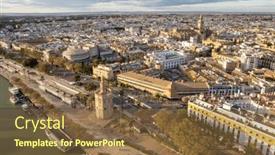  Presentation with old buildings - Theme enhanced with seville-old-town-with-torre background and a tawny brown colored foreground