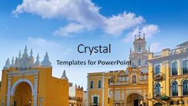  Presentation with church - Presentation theme having basilica church in sevilla background and a light blue colored foreground