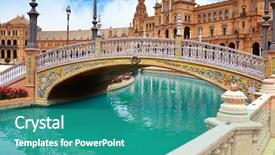  Presentation with espana - Beautiful slide set featuring seville sevilla plaza de espana backdrop and a teal colored foreground